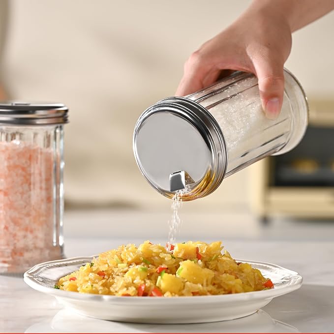 Fox Run Classic Glass Sugar Shaker, 12 Ounce Salt and Sugar Container With Stainless Steel Lid