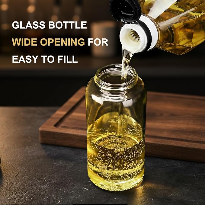 8.5oz Glass Oil Sprayer for Cooking - 1 Pack Refillable Olive Mister for Air Fryer Grilling Kitchen Gadget Black