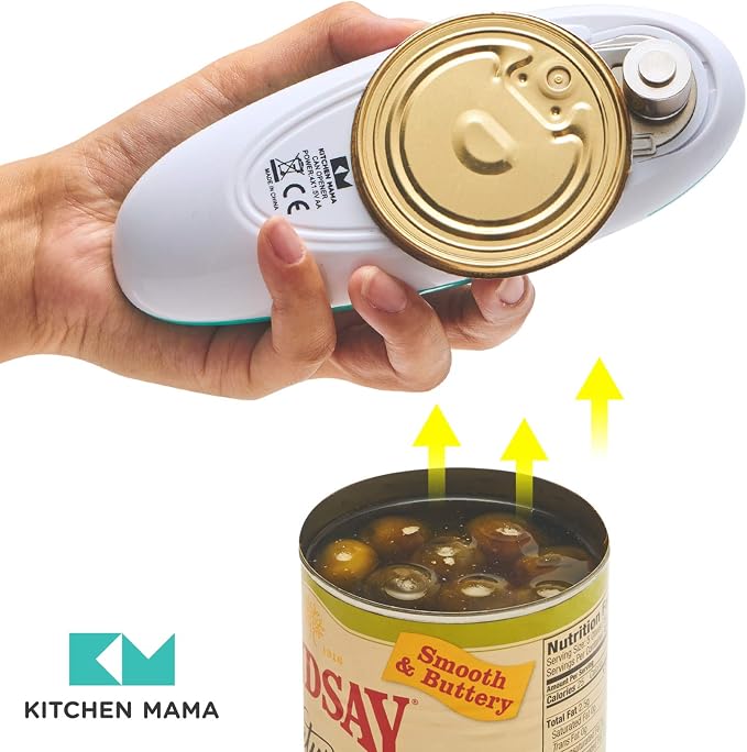 Kitchen Mama Auto Electric Can Opener, Teal | Automatic, Hands Free, Smooth Edge, Food-Safe, Battery Operated