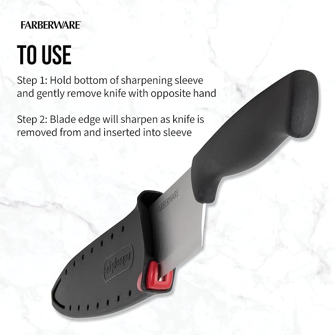 Farberware Edgekeeper Slicing Knife with Self-Sharpening Blade Cover, 8 Inch, Black