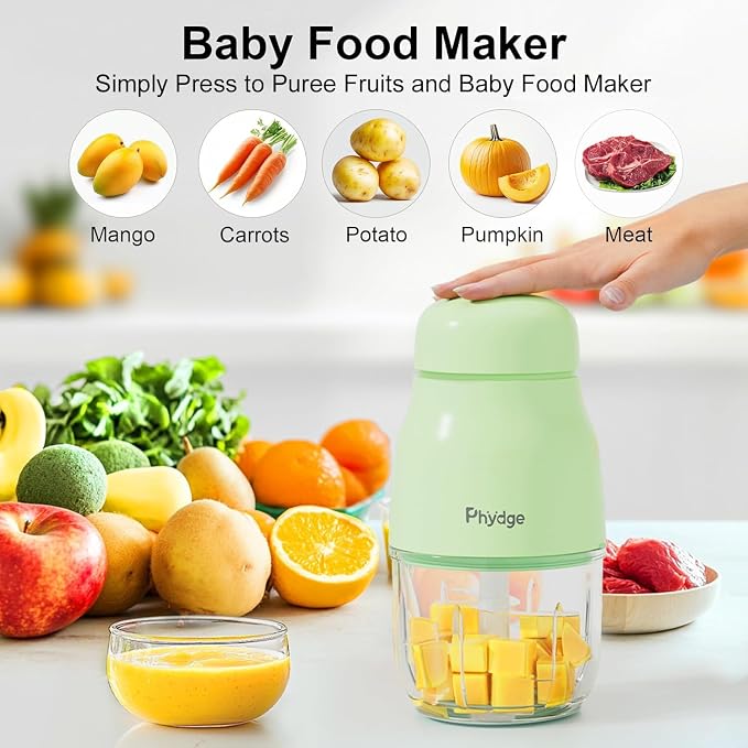 Baby Food Maker with Baby Food Containers, Silicone Spoons Set | 10oz Baby Food Blender,10-Second Quick Soft Food Prep for Baby,Food Processor for Fruit,Vegetable,Meat,Easy to Clean