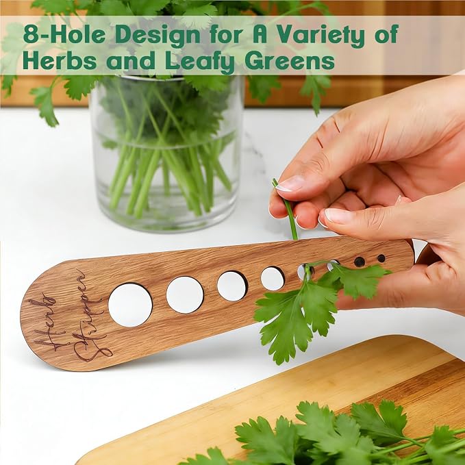 Herb Scissors & Herb Stripper Wooden Vegetable Leaf Separator, Multipurpose 5 Blade Kitchen Salad Scissors, Exquisite Herb Stripper Gifts for the Kitchen Suitable for Home Use