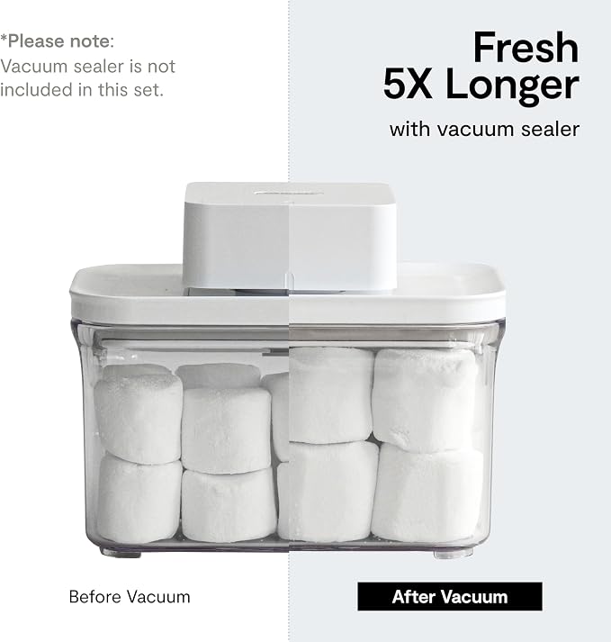 VAKUEN Premium Airtight Food Storage Containers, Square-S 3PC-SET, Smart One-Click Seal Lid, No Hinges, 100% Leak Proof, BPA-FREE, Dishwasher, Freezer & Microwave Safe