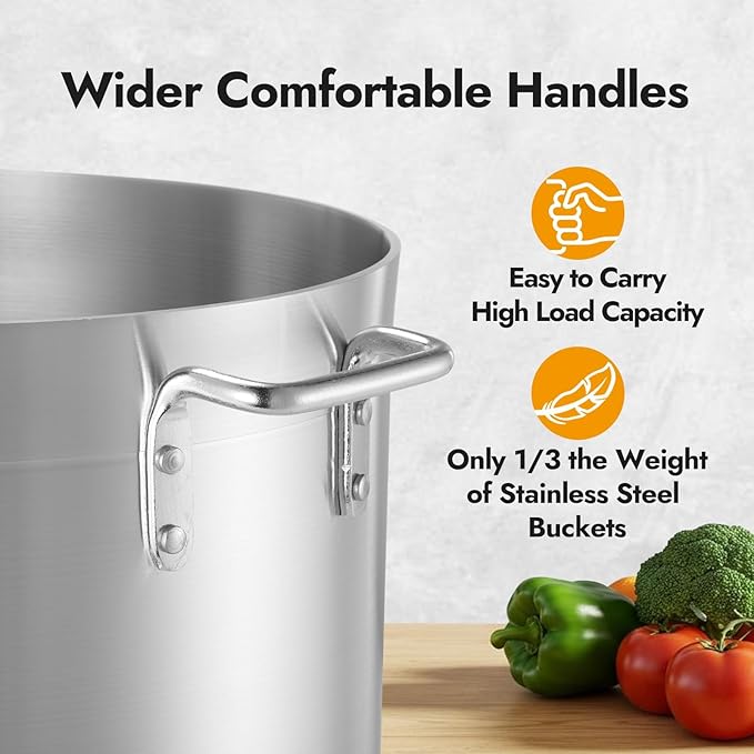 CURTA 80 Quart Aluminum Stock Pot with Lid, Heavy Duty Commercial Grade Large Capacity Cooking Pot for Boiling, Stewing, Great for Kitchen, Restaurant, Catering, and Home Use, NSF Certified