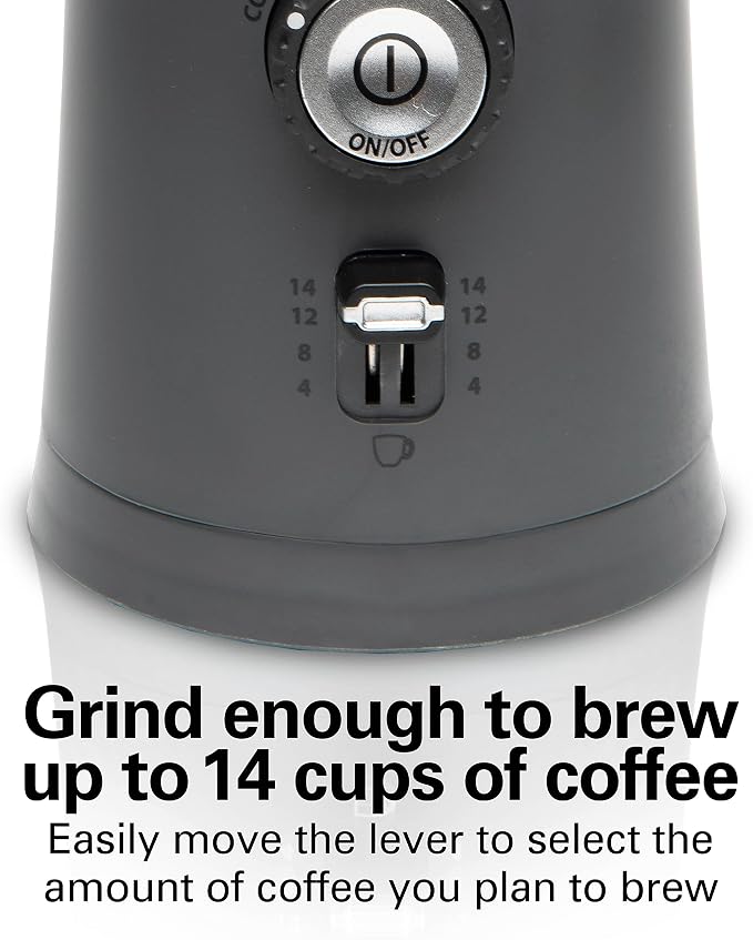 Hamilton Beach Custom Grind Electric Coffee Grinder For Up To 14 Cups | Grinds Coffee Beans, Spices & More | Customizable Grind Settings | Easy-Clean Removable 10 oz. Chamber | Grey | 80396V