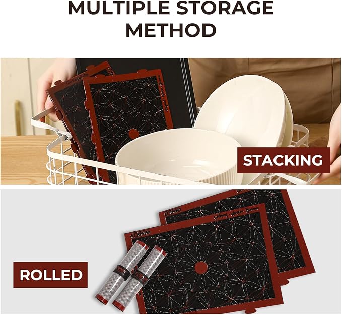 Silicone Baking Mats 8 Pack (8.3"x5.5") – Snap Together into 2 Large 16.5"x11" Oven Liners – Non-Stick, Heat-Resistant for Cookie Sheets & Air Fryers, Modular Puzzle Design