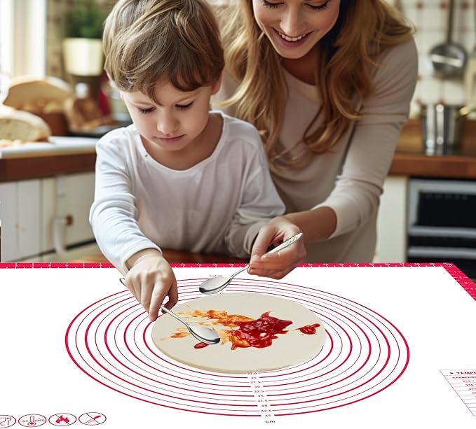 Pastry Dough Mat Silicone Baking Mats for Rolling Out Dough,Kneading Sheet,Silicone Sheet for Kitchen Counter red, 24 * 32in