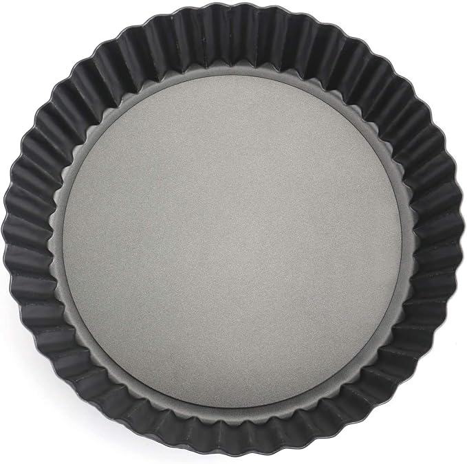 Tosnail 2 Pack Deep Tart Pan, 9.5" x 2" Quiche Pie Pan with Removable Loose Bottom, Fluted Baking Pan