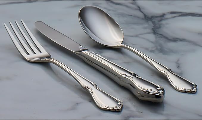 Oneida Chateau Dinner Knives Silverware Set for 4, Flatware | 18/10 stainless steel, mirror finish | dishwasher safe | dinner knife set for everyday dining, cutlery set