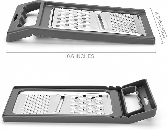 Cheese Grater with Handle, Stainless Steel, Cheese Shredder, Fruit and Vegetable Zester, Multifunction Kitchen Tool, Hampton Distribution