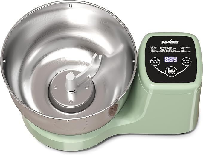 Electric Dough Mixer Maker, 5.3 QT Fermenting and Kneading Flour Mixer Machine with Stainless Steel Bowl & Time Control, Green Stand Mixer for Baking Bread Cake Pizza & Sourdough