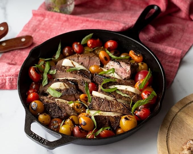 Lodge Seasoned Cast Iron Skillet - 10.25 inch - Pre-Seasoned Frying Pan - Heavy-Duty Skillet - Hot Handle Holder Included - Features 2 Pouring Spouts