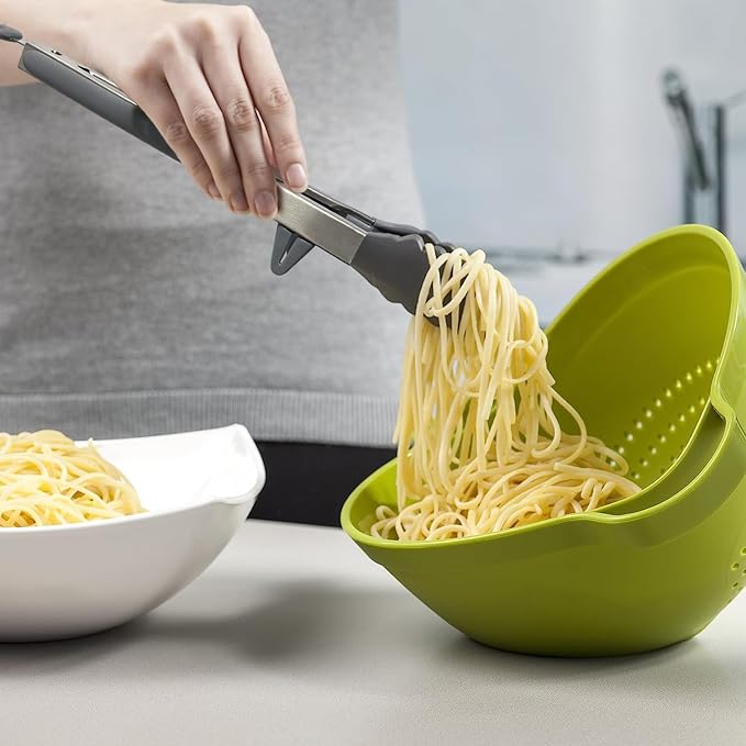 12" Kitchen Tongs for cooking with Silicone Tips, 3Pcs Serving Tongs, Grey | Small Silicone Tongs mit kickstand, Food Grade, 3 different type of tongs, Stainless Steel