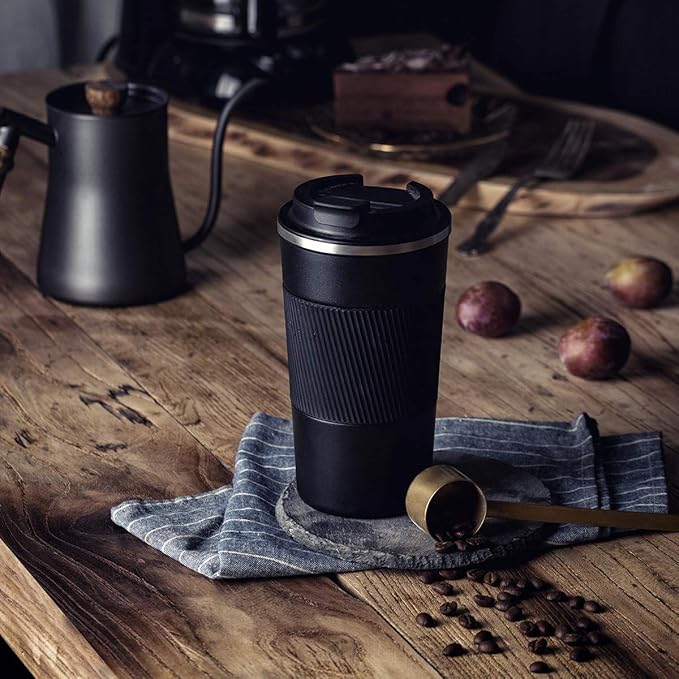YINJOYI 17oz Travel Coffee Cups Insulated Mug Thermal Tumbler to Go with Lid Leak Proof Reusable Stainless Steel Coffee Mug Spill Proof for Hot and Iced Cold Drinks (Green, 510ml)