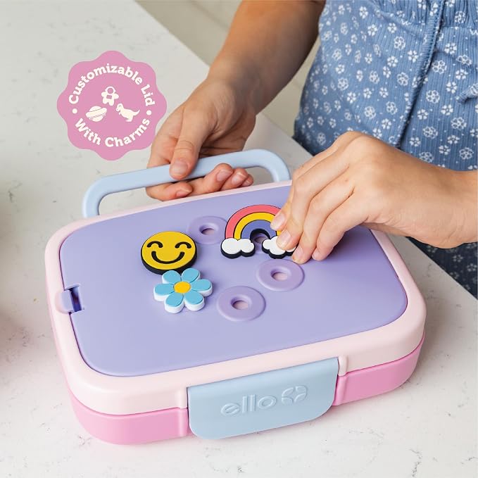 Ello Benni Kids Bento Lunch Box with Insulated Food Jar & Ice Pack, Sugar Coated