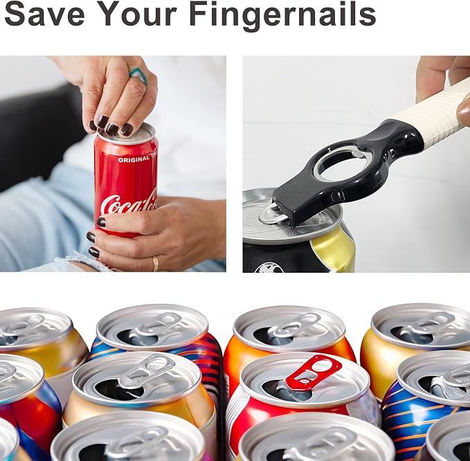 2-in-1 Soda Can Tab & Beer Bottle Opener, Lavender & Cream, 2-Pack | Easy pull tab opener with soft silicone handle protects nails & arthritic hands. Great for bars, picnics, and outdoor events