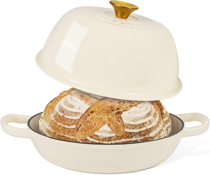 Enamelled Cast Iron Dutch Oven For Bread Baking – Dutch Oven Pot For Sourdough Bread Baking – Cast Iron Bread Pot – Dark Blue, 6 Quarts, 26cm – by Nuovva