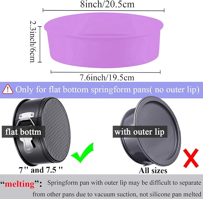 Silicone Springform Pan Protector, Cheesecake Water Bath Protector | for 7'',7.5'' Round Springform Pan, Leakproof, 8 inch