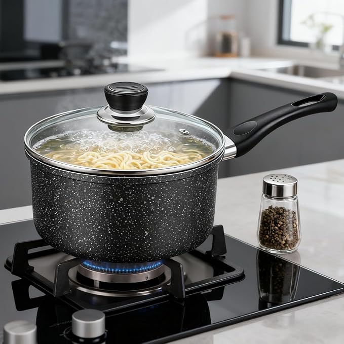 1.5 Quart Saucepan with Lid Nonstick Small Sauce Pan Pot for Cooking