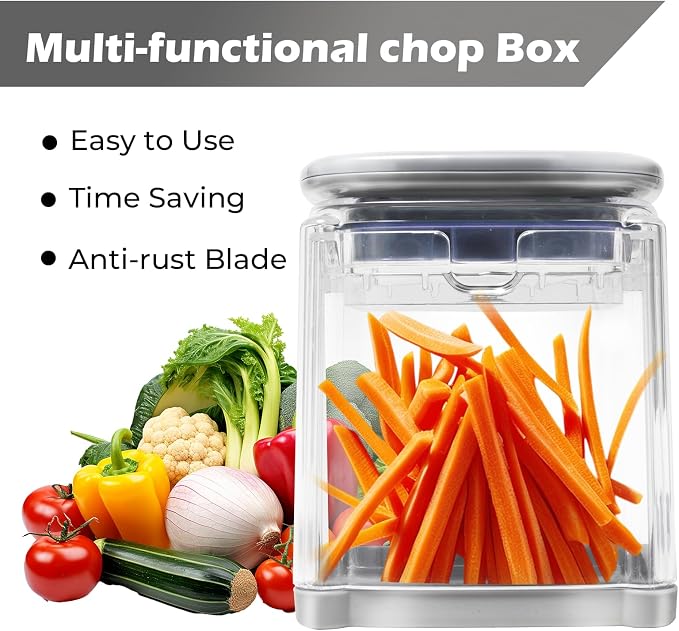 4-in-1 French Fry Cutter Potato Slicer with Container Manual Vegetable Chopper with 4 Blades Potato Cutter for Fries Apple Slicer & Onion Dicer