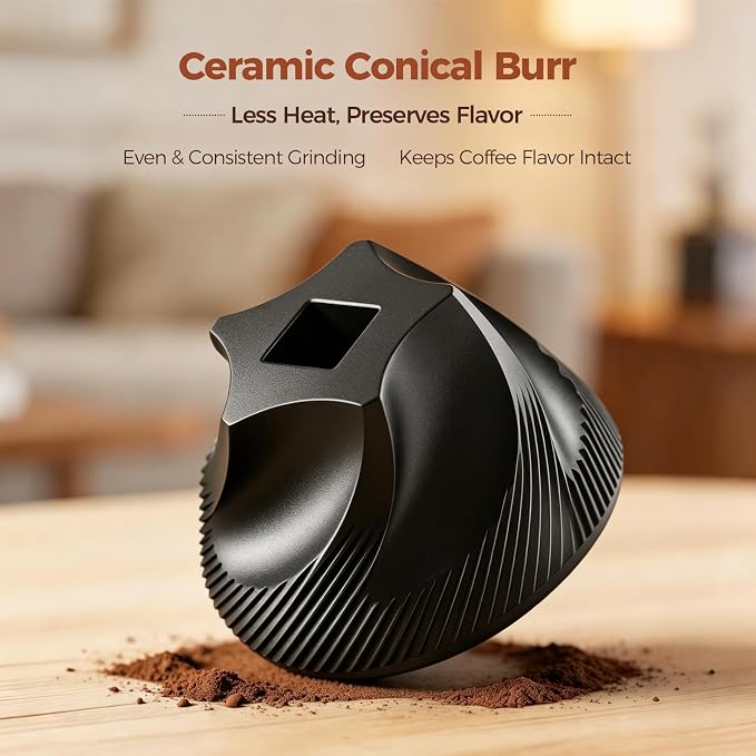 YQE Mini Manual Coffee Grinder with 40 External Grind Settings, Ceramic Conical Burr Hand Coffee Grinder, Portable Coffee Bean Mill for Espresso, Pour Over, French Press, Camping, Travel
