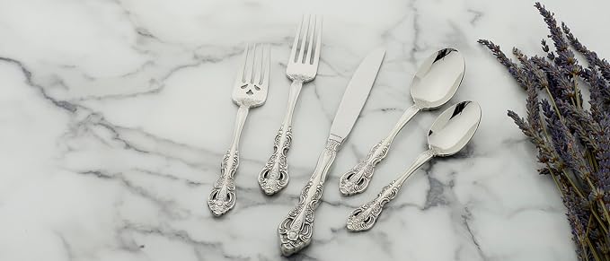 Oneida Michelangelo 5-Piece 18/10 Silverware Set for 1, Flatware | silver, dishwasher safe | includes knives, forks, and spoons | heavy duty, cutlery set, utensil set, wedding silverware