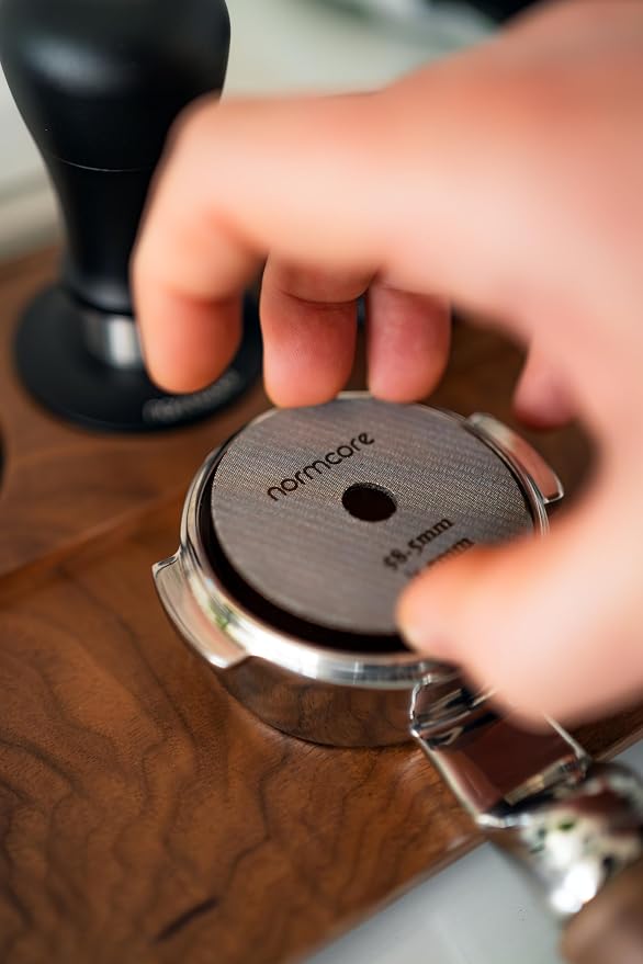 Normcore 58.5mm Puck Screen with Round Hole in the Middle - Lower Shower Screen - Metal Coffee Reusable Filter Suitable for La Marzocco/Gaggia - 1.7mm Thickness - 316 Stainless Steel