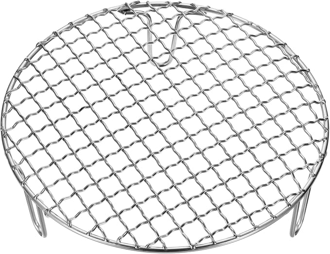 HARFINGTON Round Cooking Rack 7.9-inch Stainless Steel Cross Wire Barbecue Grill Net with 50mm Legs for Cooking Baking Steaming BBQ