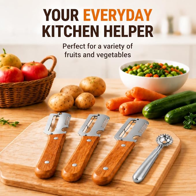 Vegetable Peeler Set Multi-Function Potato & Fruit Peeler Tool-3pcs | Stainless Steel Vegetable Peeler for Potatoes, Carrots, Apples and Cabbage Elite Peeler and Shredder for Easy Kitchen Prep