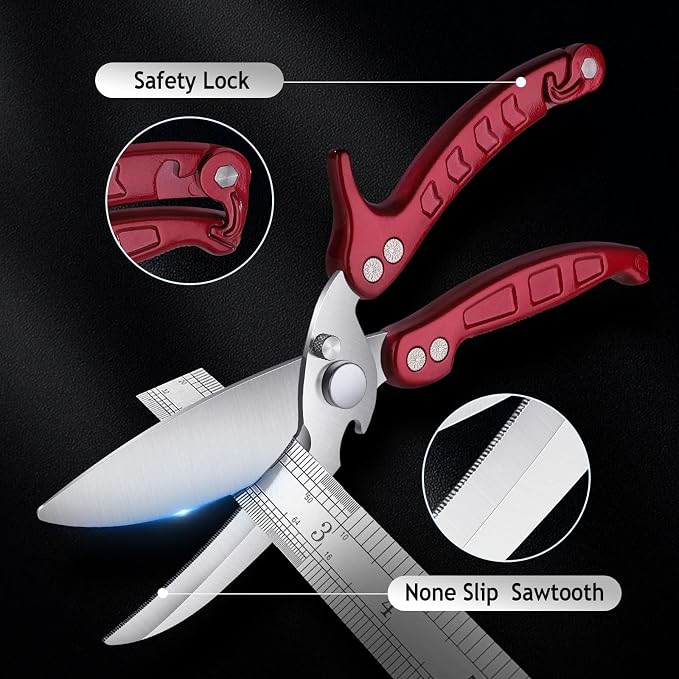 DRAGON RIOT Heavy Duty Poultry Shears - A Must Have Kitchen Shears for Chicken and Meat Cutting - Dishwasher Safe and Stainless Food Kitchen Scissors for Thanksgiving