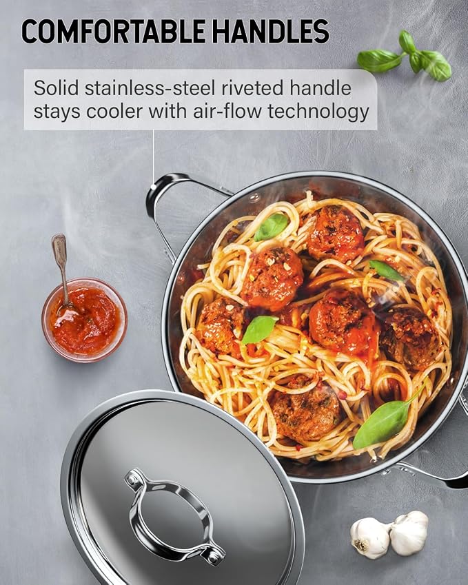 Cooks Standard Extra Large Soup Pot - Stainless Steel Induction Cookware | 16 Quart Stainless Steel Stock Pot with Lid, Heavy Duty Deep Pot for Soups, Pasta, Canning Bath, and Big Family Feasts