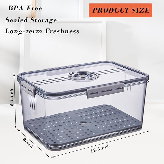 Bread Box Bread Boxes with Lid for Kitchen Counter, Airtight Loaf Bread Storage Container,Large Time Recording Bread Keeper for Homemade Bread, Toast, Bagel, Donut and Cookies ,Not dishwasher safe
