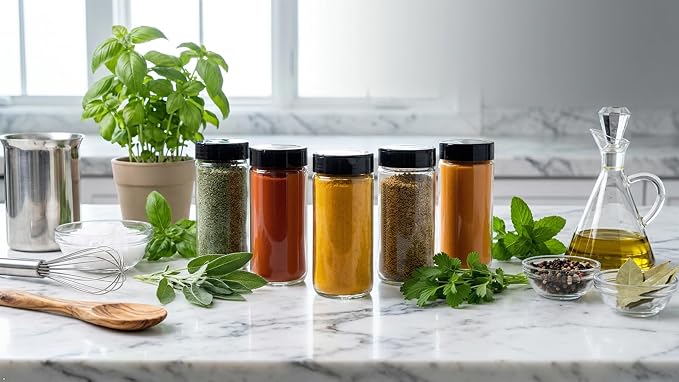 16oz Glass Spice Shakers with Lids – Set of 2 Large Seasoning Containers with Shaker Tops for Kitchen, Pantry & Herb Storage