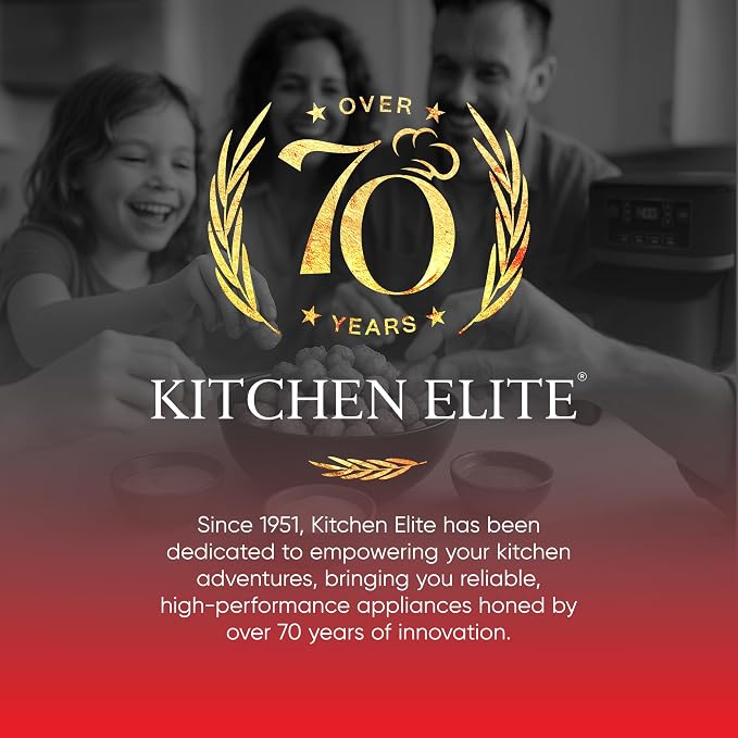 Kitchen Elite 3 Quart Digital Air Fryer Oven Compact Countertop Oil-Free Cooker with PFAS-Free Nonstick Basket, Easy Clean, Black