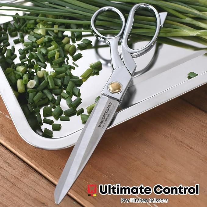 WAGENSTEIGER Stainless Steel Kitchen Scissors, Multi-Purpose Shears for Meat, Vegetables, Poultry & Seafood, Razor-Sharp Blades, Ergonomic Grip, Herb Stripper, Dishwasher Safe (Food Scissors 1601)