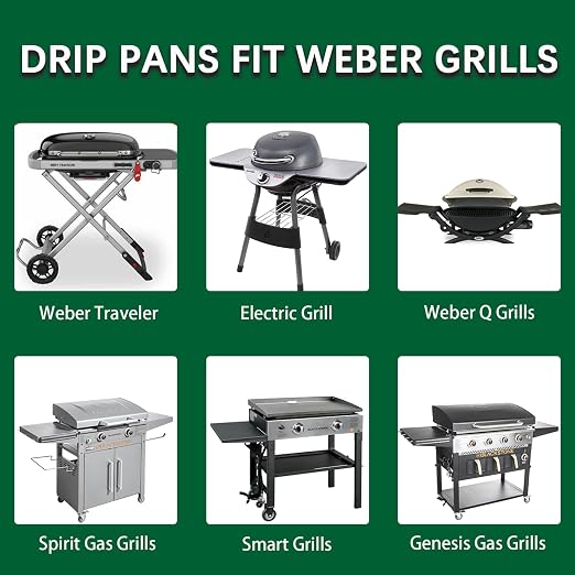 35 Pack Grill Drip Pans Compatible Weber 6415 - Grill Accessories for Weber Spirit, Genesis, Traveler, Q Series, Disposable Aluminum Foil Grease Tray Liners 8.5" X 6"