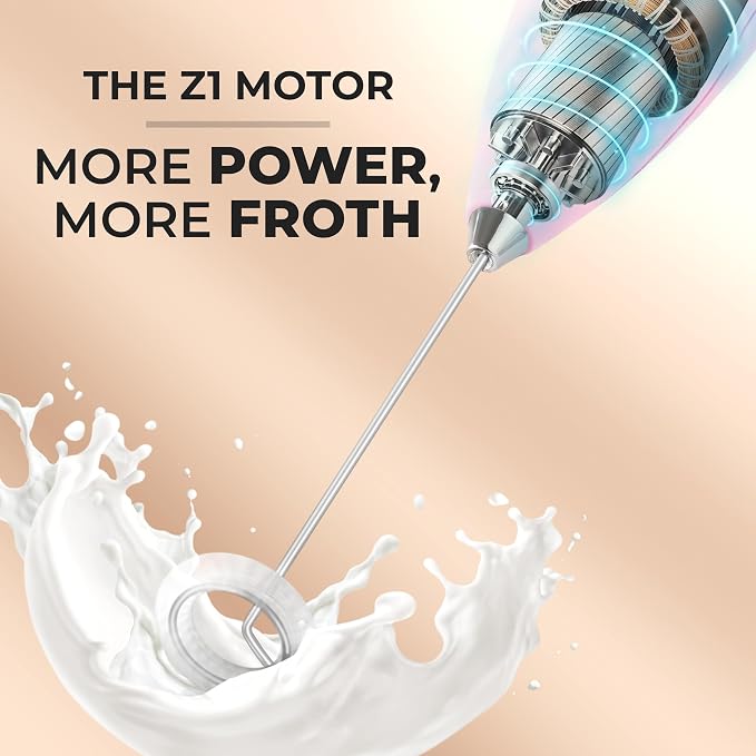 Zulay Kitchen Powerful Milk Frother Wand With Duracell Batteries - Ultra Fast Handheld Drink Mixer - Electric Whisk Foam Maker for Coffee, Lattes, Cappuccino & Matcha - Z1 Motor - Lavender