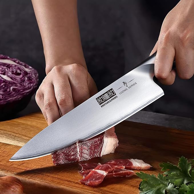 HOSHANHO Kitchen Knife Set with Block, 14PCS Ultra Sharp Knife Block Set | Professional Japanese High Carbon Stainless Steel Chef Knives Set with Sharpener in Knife Drawer Organizer, Ergonomic Handle