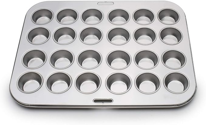 Fox Run Stainless Steel Mini Muffin & Cupcake Pan, 24 Mini Cups Baking Pan | Mini Cupcakes & Muffins | Dishwasher Safe | No Coatings | Baking Essential | Durable | Consistent Results | Rust Resistant