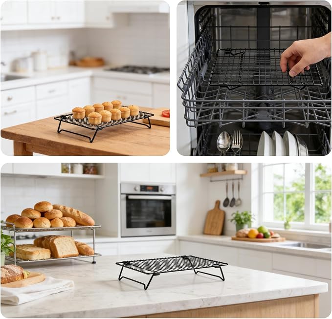 Cooling Racks for Cooking and Baking, Cookie Cooling Rack, 2-Pack with Sizes 16.93X11.02X3.15 Inches & 13.4x9.4x2.36 Inches, Sturdy Baking Cooling Racks for Cookies, Cakes