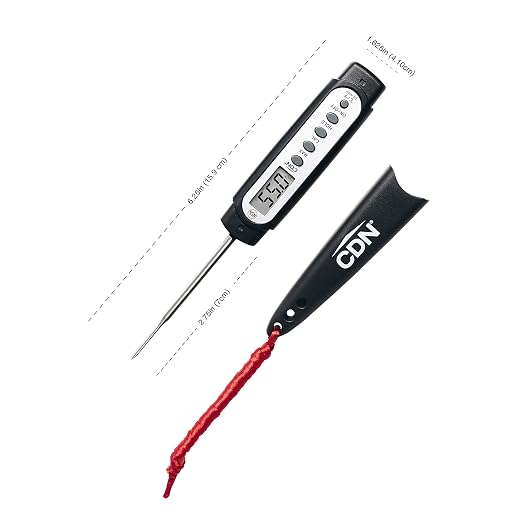 CDN ProAccurate® Waterproof Digital Thermometer with Protective Sheath, Easy to Read Display, 2.75" Stem with Thin Tip, Black/White (Q2-450X)
