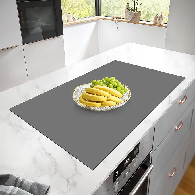 Silicone Mats for Kitchen Counter Heat Resistant Countertop Protector | 25'' X 17", Grey | Non-Slip Table Mat Desk Saver Pad, Non-Stick Reusable Pastry Mat, Silicone Placemat, Craft Mat