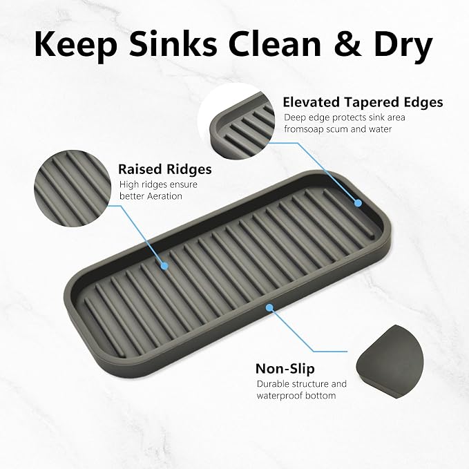 Silicone Sponge Holder for Kitchen Sink - Soap Tray 2 Pack Brown | Kitchen soap tray, sponge tray, sink organizer, dish caddy; soap holder, soap dispenser, scrubber, spoon holder, accessories