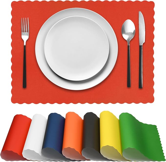 Disposable Paper Placemats – Premium, 50 Pack of Red Scalloped Edge Placemats, Perfect Size 10x 14