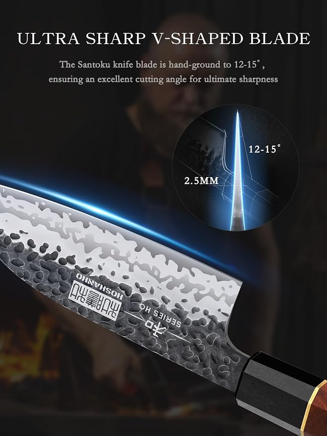 HOSHANHO Santoku Knife 5 Inch, Professional Japanese Kitchen Knife | 9 Layers 10Cr15MoV High Carbon Steel Chef's Knife, Ultra Sharp Cooking Knife with Octagonal Rosewood Handle