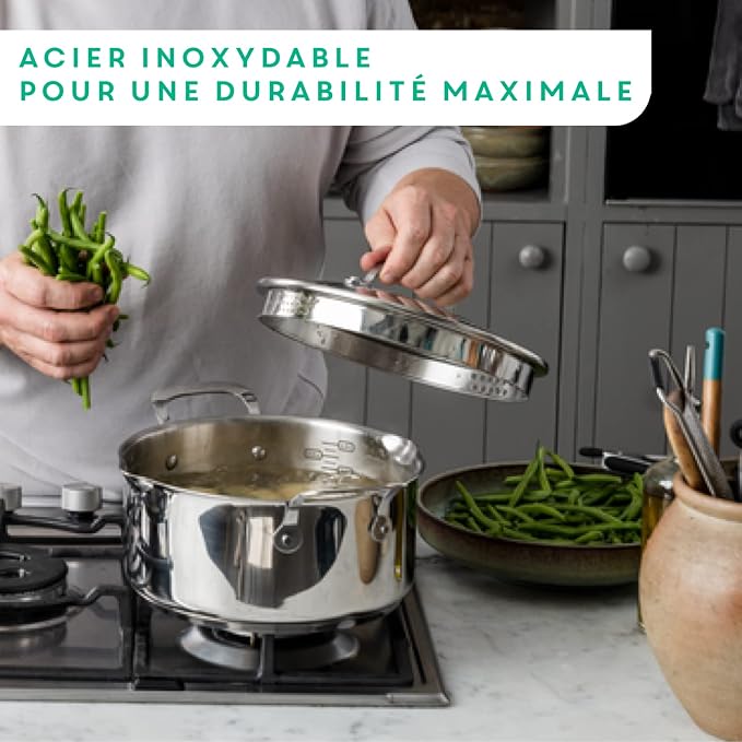 T-Fal x Jamie Oliver Nonstick Coated Stainless Steel Pans 8", 9.5" & 11", Frypan Set Induction Compatible, Oven Safe up to 500°F, Chef's Stainless Steel Skillet, Frying Pan, Silver | 3 Frying Pans 7.9/9.4/11 inch, Titanium Non-Stick Coating, Suitable f...