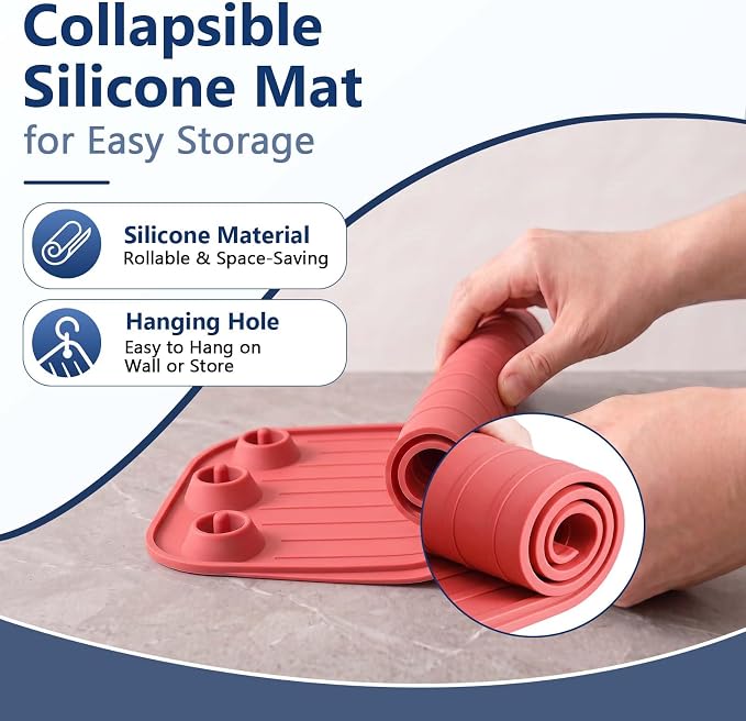 Upgraded Mixer Slider Mat for KitchenAid 4.5-5 Qt Tilt-Head Stand Mixer | Silicone Countertop Mover with 3 Attachment Storage Slots, Non-Slip Mixer Pad Organizer for Dough Hook Whisk Flat Beater, Red