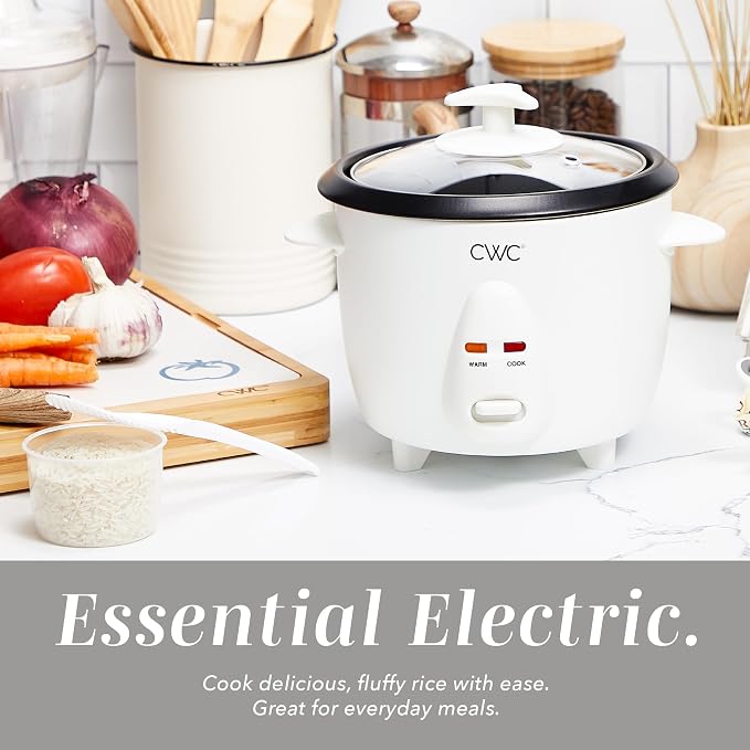 COOK WITH COLOR 6 Cup Rice Cooker 300W - Effortless Cooking and Perfectly, Cooks 3 Cups of Raw Rice for 6 Cups of Cooked Rice, Cream