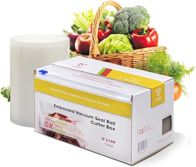8" x 150' Vacuum Sealer Bags for Food Saver, Rolls with Cutter Dispenser | Commercial Grade Vacuum Sealer Rolls for Custom Sizing, BPA-Free, Ideal for Sous Vide Cooking, Meal Prep and Storage