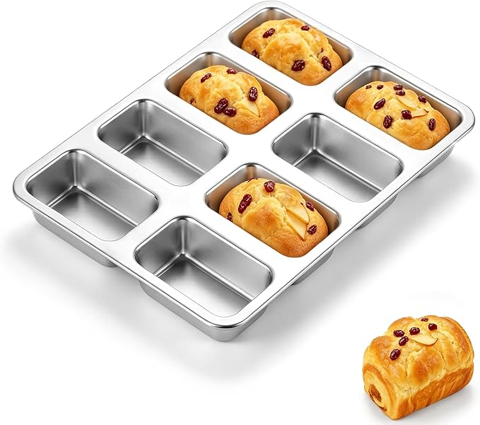 P&P CHEF 8 Cavities Mini Loaf Pans, Loaf Bread Pan for Baking Bread,1 Pc | Mini Bread Pans Tins for Even Baking, Healthy & Non Toxic, Oven Safe & Dishwasher Safe , For Bread Meatloaf Cake Brownies